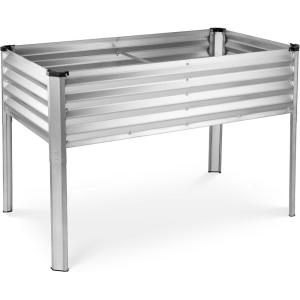 image:imageGalvanized Raised Garden Beds Outdoor with Legs  482431in Elevated Planter Box for Vegetables Flowers Silver  Large Metal Garden Bed for Backyard Patio GardeningSilver