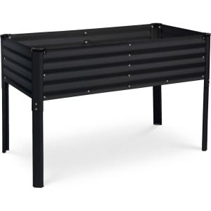image:imageGalvanized Raised Garden Beds Outdoor with Legs  482431in Elevated Planter Box for Vegetables Flowers Silver  Large Metal Garden Bed for Backyard Patio GardeningBlack