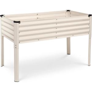 image:imageGalvanized Raised Garden Beds Outdoor with Legs  482431in Elevated Planter Box for Vegetables Flowers Silver  Large Metal Garden Bed for Backyard Patio GardeningWhite