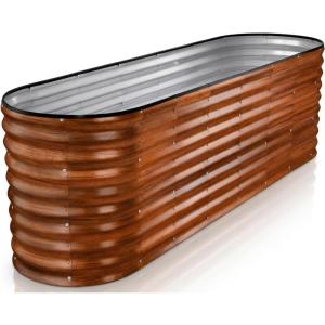 image:imagePlant amp Plot Galvanized Raised Garden Beds Outdoor  622 ft Planter Raised Beds for Gardening Vegetables Flowers Dark Wood Grain  Large Metal Garden Box  Patented ToolFree Design822 ft