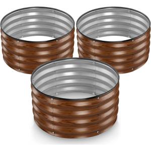 image:imagePlant amp Plot Galvanized Raised Garden Beds Outdoor  622 ft Planter Raised Beds for Gardening Vegetables Flowers Dark Wood Grain  Large Metal Garden Box  Patented ToolFree Design221 ft 3Pack