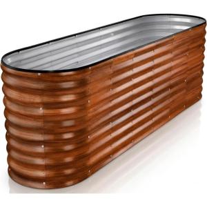 image:imagePlant amp Plot Galvanized Raised Garden Beds Outdoor  622 ft Planter Raised Beds for Gardening Vegetables Flowers Dark Wood Grain  Large Metal Garden Box  Patented ToolFree Design622 ft