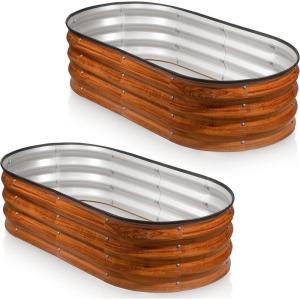 image:imagePlant amp Plot Galvanized Raised Garden Beds Outdoor  622 ft Planter Raised Beds for Gardening Vegetables Flowers Dark Wood Grain  Large Metal Garden Box  Patented ToolFree Design421 ft 2Pack