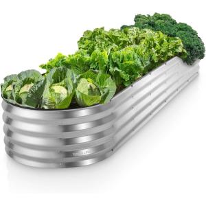 image:imagePlant amp Plot Galvanized Raised Garden Beds Outdoor  822 ft Planter Raised Beds for Gardening Vegetables Flowers Turquoise  Large Metal Garden Box  Patented ToolFree DesignSilver