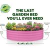 image:imageRound Galvanized Raised Garden Bed  441 ft Galvanized Raised Garden Beds Outdoor for Gardening Vegetables Flowers  Patented ToolFree Design Round Planter TealPink