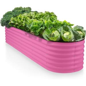 image:image9in1 Galvanized Steel Raised Garden Bed  8215 ft Modular Planter for Gardening Vegetables Flowers  18 Tall Metal Raised Garden Beds Outdoor White  Patented Design Planter BoxPink