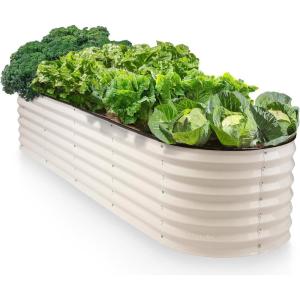 image:image9in1 Galvanized Steel Raised Garden Bed  8215 ft Modular Planter for Gardening Vegetables Flowers  18 Tall Metal Raised Garden Beds Outdoor White  Patented Design Planter BoxWhite