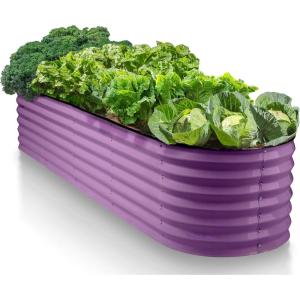 image:image9in1 Galvanized Steel Raised Garden Bed  8215 ft Modular Planter for Gardening Vegetables Flowers  18 Tall Metal Raised Garden Beds Outdoor White  Patented Design Planter BoxPurple