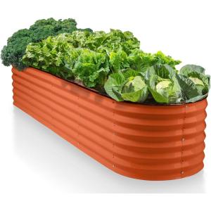 image:image9in1 Galvanized Steel Raised Garden Bed  8215 ft Modular Planter for Gardening Vegetables Flowers  18 Tall Metal Raised Garden Beds Outdoor White  Patented Design Planter BoxOrange