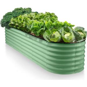 image:image9in1 Galvanized Steel Raised Garden Bed  8215 ft Modular Planter for Gardening Vegetables Flowers  18 Tall Metal Raised Garden Beds Outdoor White  Patented Design Planter BoxLight Green