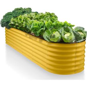 image:image9in1 Galvanized Steel Raised Garden Bed  8215 ft Modular Planter for Gardening Vegetables Flowers  18 Tall Metal Raised Garden Beds Outdoor White  Patented Design Planter BoxYellow
