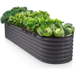 image:image9in1 Galvanized Steel Raised Garden Bed  8215 ft Modular Planter for Gardening Vegetables Flowers  18 Tall Metal Raised Garden Beds Outdoor White  Patented Design Planter BoxGray