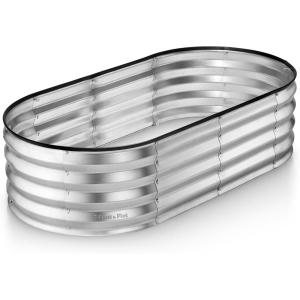 image:imagePlant amp Plot Galvanized Raised Garden Beds Outdoor  421 ft 2Pack Planter Raised Beds for Gardening Vegetables Flowers  Large Metal Garden Box White  Patented ToolFree DesignSilver