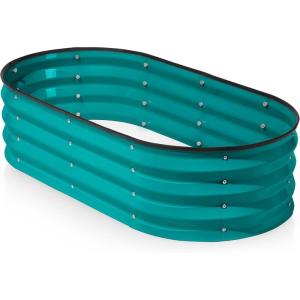 image:imagePlant amp Plot Galvanized Raised Garden Beds Outdoor  421 ft Planter Raised Beds for Gardening Vegetables Flowers  Large Metal Garden Box Dark Wood GrainTurquoise