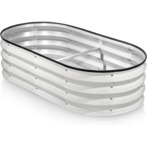 image:imagePlant amp Plot Galvanized Raised Garden Beds Outdoor  421 ft Planter Raised Beds for Gardening Vegetables Flowers  Large Metal Garden Box White Wood Grain