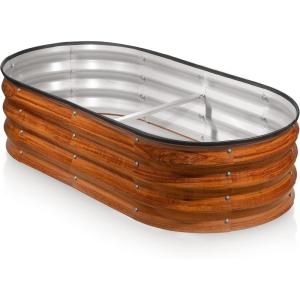 image:imagePlant amp Plot Galvanized Raised Garden Beds Outdoor  421 ft Planter Raised Beds for Gardening Vegetables Flowers Teal  Large Metal Garden BoxDark Wood Grain