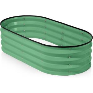 image:imagePlant amp Plot Galvanized Raised Garden Beds Outdoor  421 ft Planter Raised Beds for Gardening Vegetables Flowers Teal  Large Metal Garden BoxLight Green