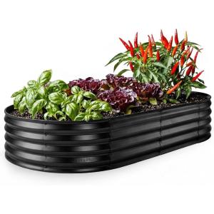 image:imagePlant amp Plot Galvanized Raised Garden Beds Outdoor  841 ft Planter Raised Beds for Gardening Vegetables Flowers  Large Metal Garden Box  Patented ToolFree Design GrayBlack