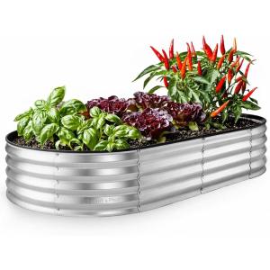 image:imagePlant amp Plot Galvanized Raised Garden Beds Outdoor  841 ft Planter Raised Beds for Gardening Vegetables Flowers  Large Metal Garden Box  Patented ToolFree Design GraySilver