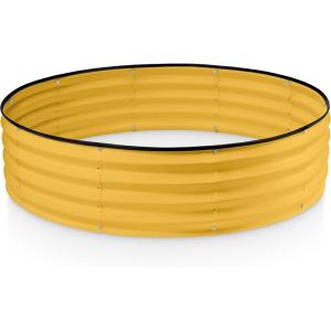 image:imageRound Galvanized Raised Garden Bed  441 ft Galvanized Raised Garden Beds Outdoor for Gardening Vegetables Flowers  Patented ToolFree Design Round Planter TealYellow