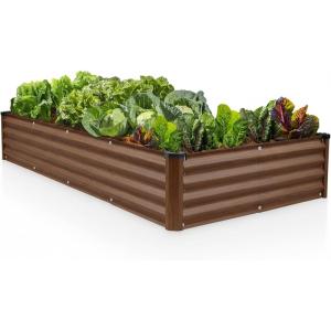 image:imagePlant amp Plot Galvanized Raised Garden Beds Outdoor  841 ft Planter Raised Beds for Gardening Vegetables Flowers  Large Metal Garden Box  Patented ToolFree Design Dark GrayDark Wood Grain